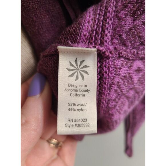 Athleta Zip Up Scandinavian Nordic Hoodie SMALL Purple Wool Blend Pockets S Warm - Picture 4 of 8